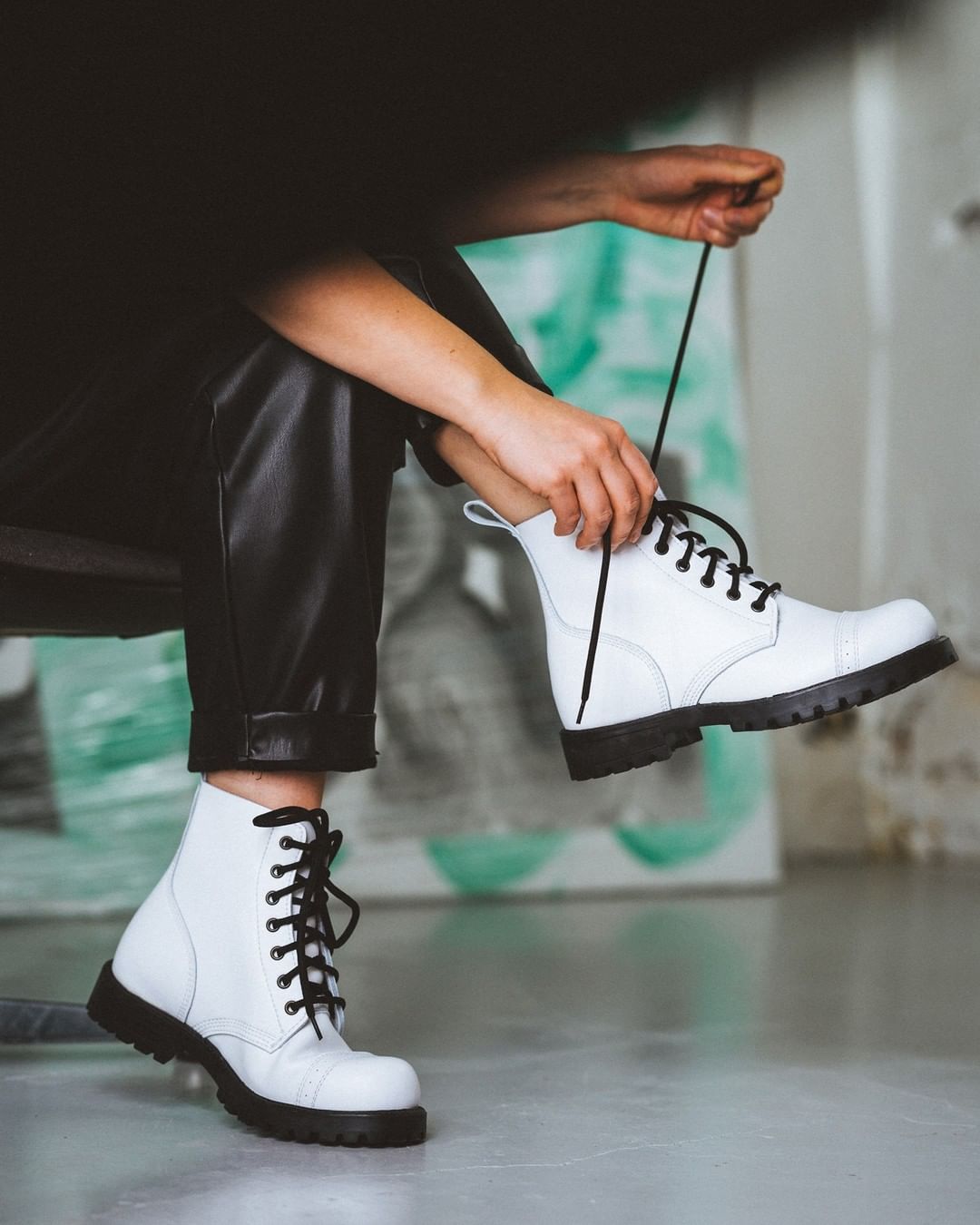 SAMELIN 517 odiniai batai (Aviator Boots), spalva - balta